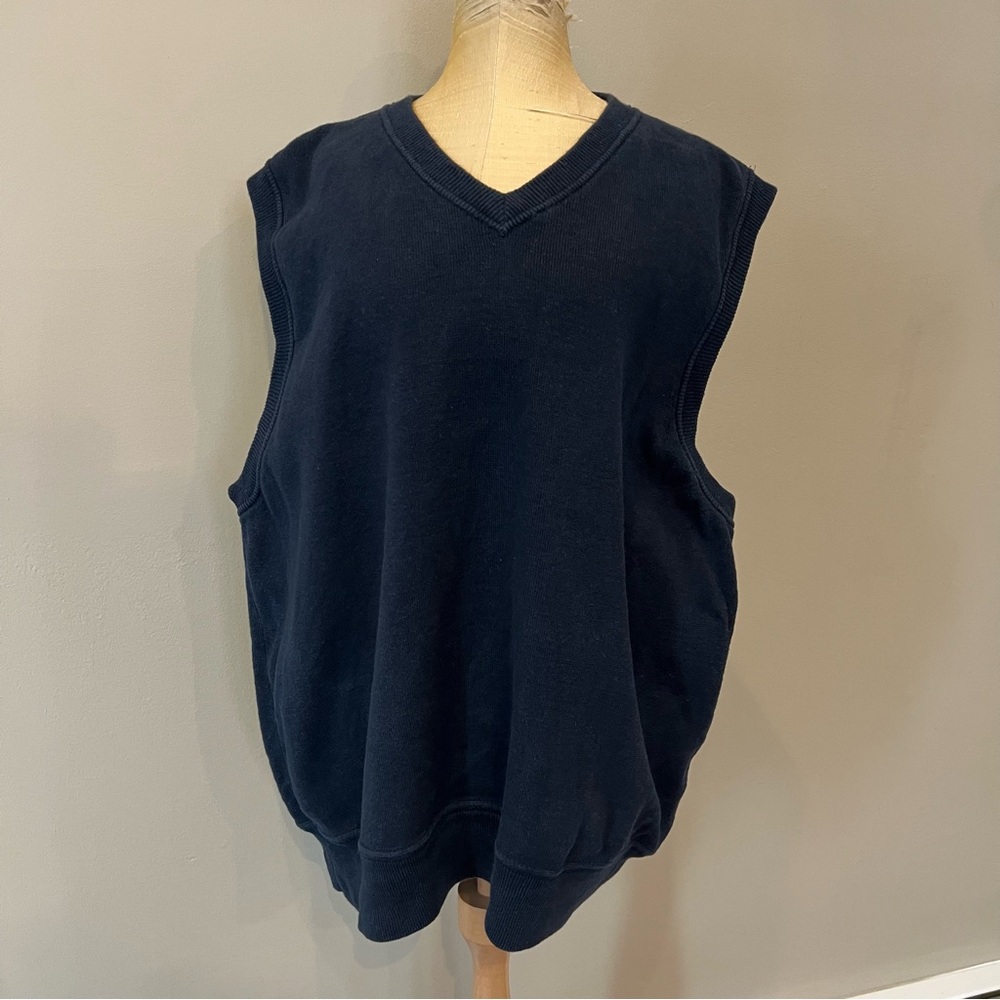 Vintage 90s Structure Knit Sweater‎ Vest Sz XL baggy Navy Blue